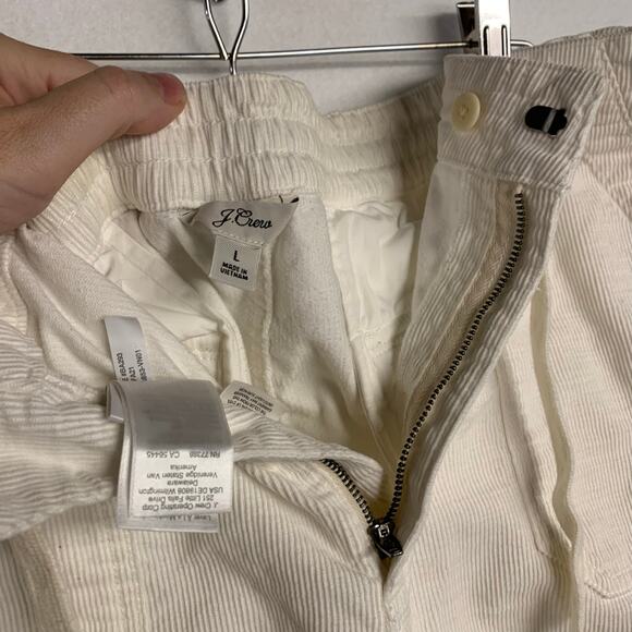 J Crew Corduroy Straight Leg Pants Cream Camp Garment Dyed Drawstring Button - Picture 4 of 9